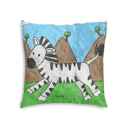 Zebra Graphic Hipster Zebra Animal Tufted Floor Pillow, Square