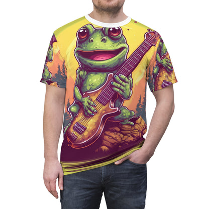 Frog Log Bass Guitarist Musician Swamp Graphic Unisex Cut & Sew Tee (AOP)