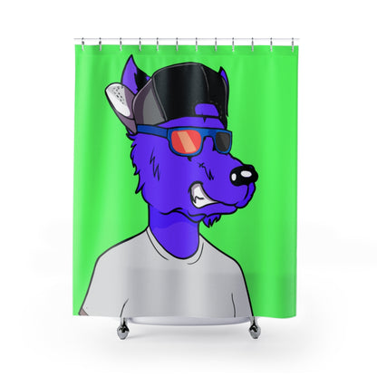 Cyborg Wolf Purple Fur Sunglasses Shades Cool Hat White Tshirt Shower Curtains