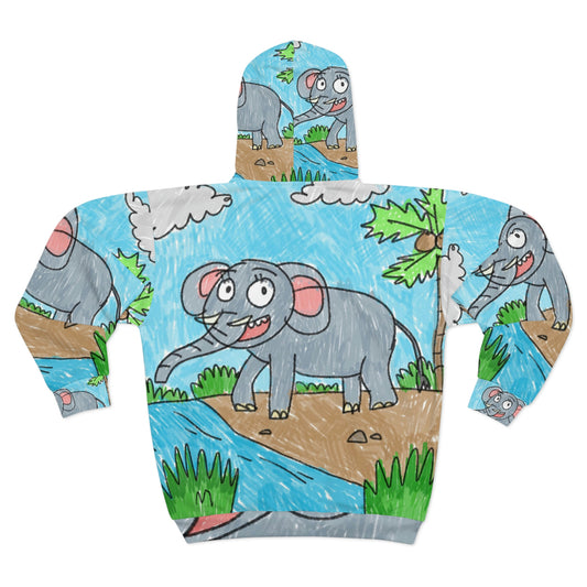 Elefante Elephant King Safari Animal AOP Unisex Zip Hoodie