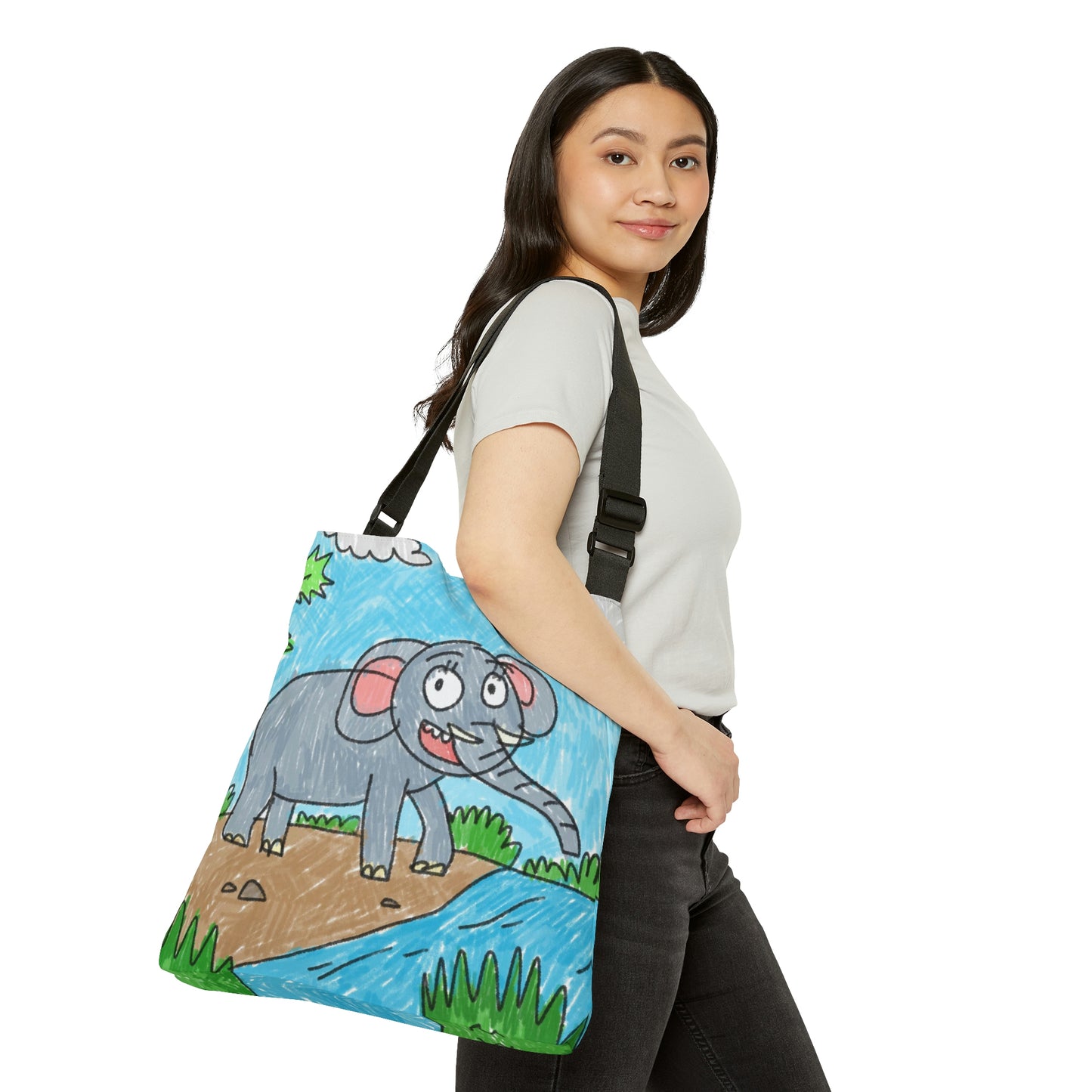 Elefante Elephant King Safari Animal Adjustable Tote Bag (AOP)