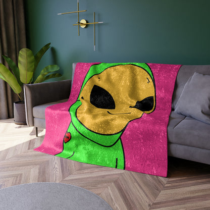 Yellow Visi Alien Facemask Visitor Mom Tattoo Heart Crushed Velvet Blanket