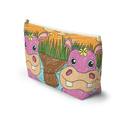 Hippo Hippopotamus Animal Creature Graphic Accessory Pouch w T-bottom