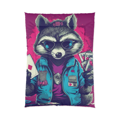 Raccoon Poker Card Player Furry Champion Comforter