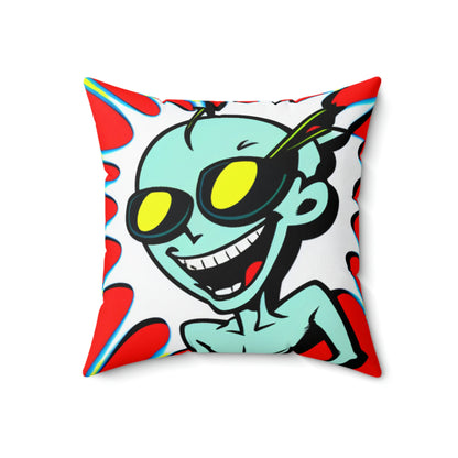 Alien Cartoon Happy Style Pop Culture Spun Polyester Square Pillow