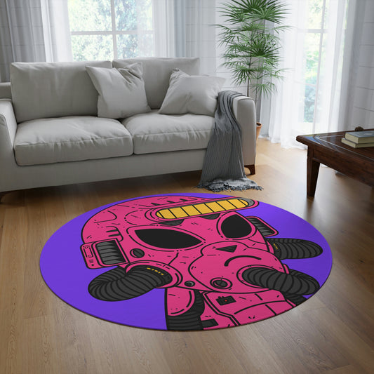 Armored Pink Future Alien Cyborg Machine Visitor Round Rug - Visitor751