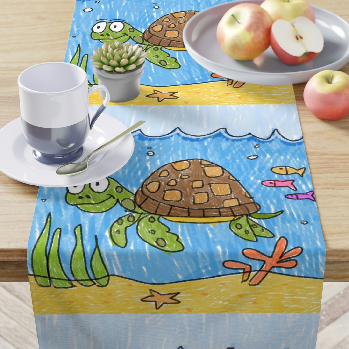 Sea Turtle Beach Sand Ocean Table Runner