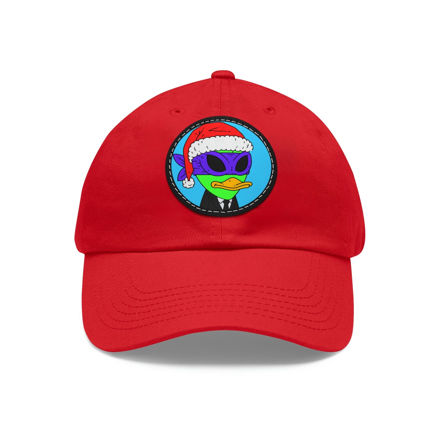 Santa Christmas Alien Visitor 751 Dad Hat with Leather Patch (Round)