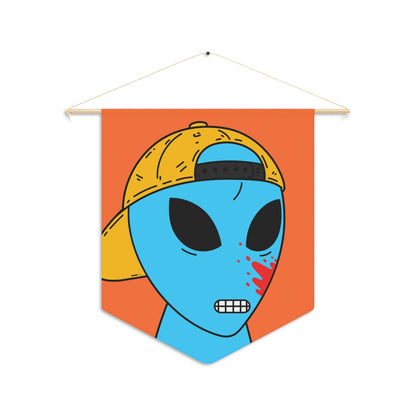 Blue Blood Visitor Alien Cartoon Pennant