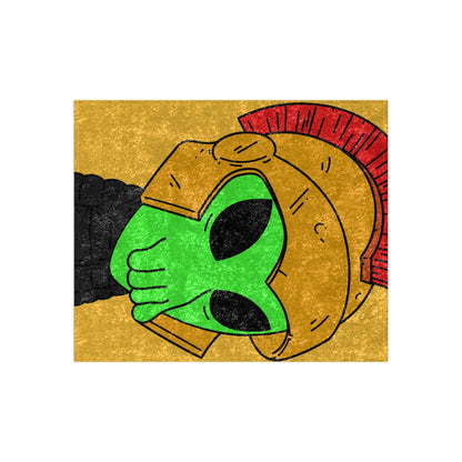 Green Spartan Helmet Alien Squid Mouth Visitor Crushed Velvet Blanket