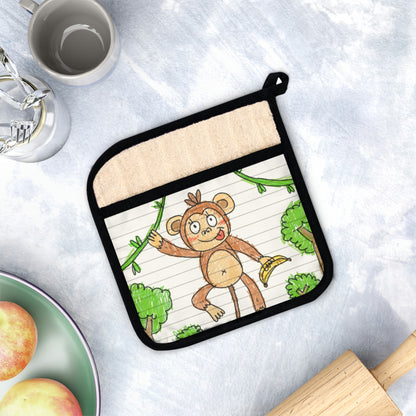 Graphic Monkey - Fun Zoo Clothing for Ape Lovers Pot Holder with Pocket