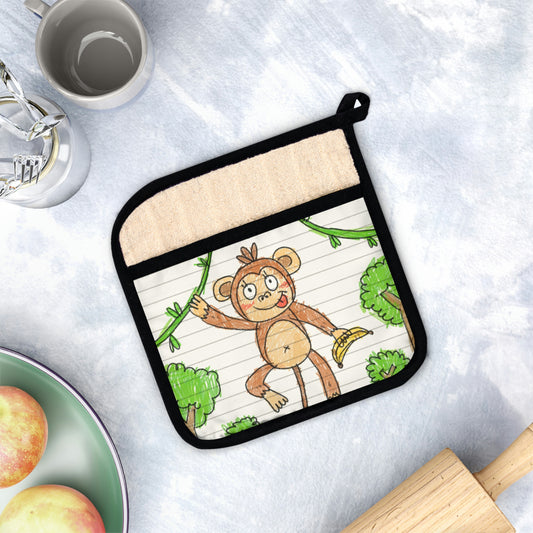 Graphic Monkey - Fun Zoo Clothing for Ape Lovers Pot Holder with Pocket