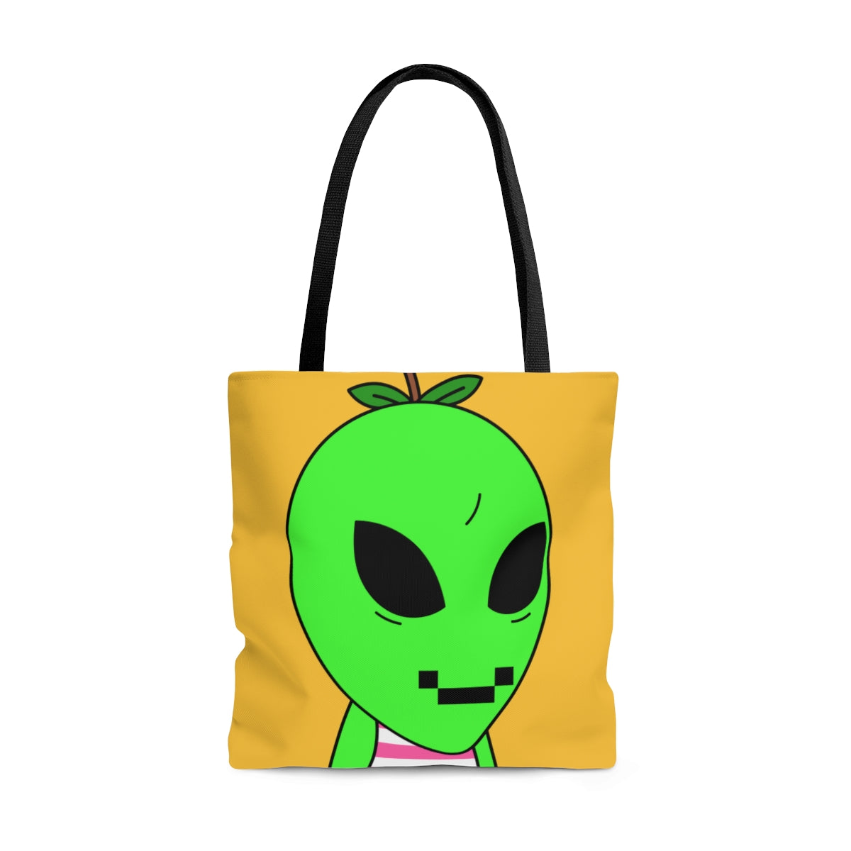 Digital Face Green Apple Head Visitor AOP Tote Bag