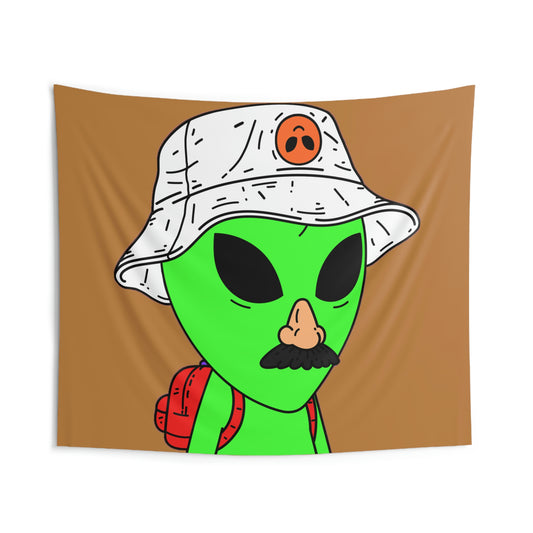 The Visitor Green Alien Space Traveler Indoor Wall Tapestries - Visitor751