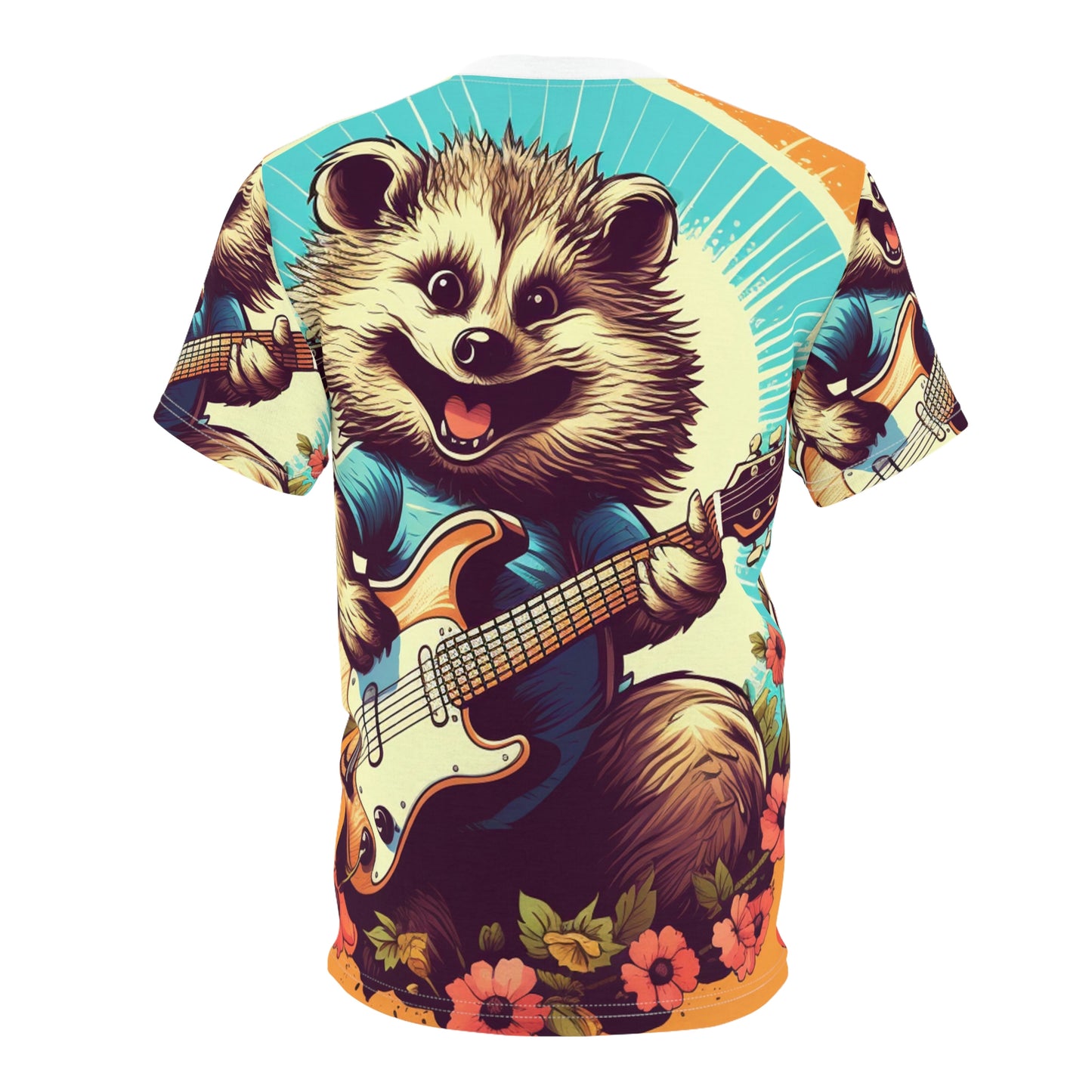 Hedgehog Guitar Band Music Musician Rock Star Graphic Unisex Cut & Sew Tee (AOP)