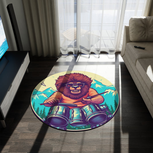 American Music Bison Buffalo Player Graphic Round Rug
