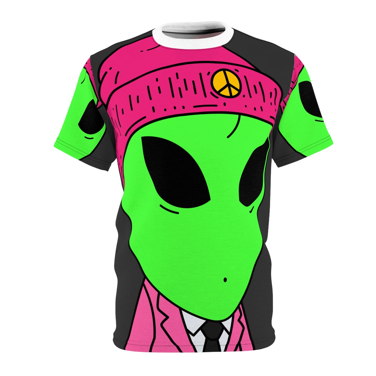 Alien in Peace Hat Business Pro Visitor Outerspace Unisex AOP Cut & Sew Tee