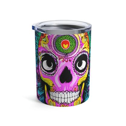 Trippy psychedelic Skull Skeleton Head Face Tumbler 10oz