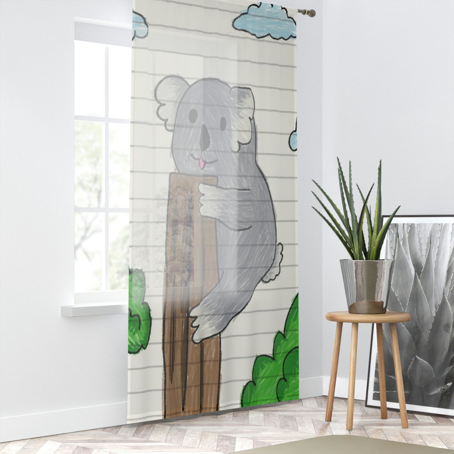 Koala Bear Animal Tree Climber Window Curtain