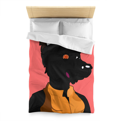 The Cyborg Wolve Orange Puffy Jacket Bucket Hat Microfiber Duvet Cover