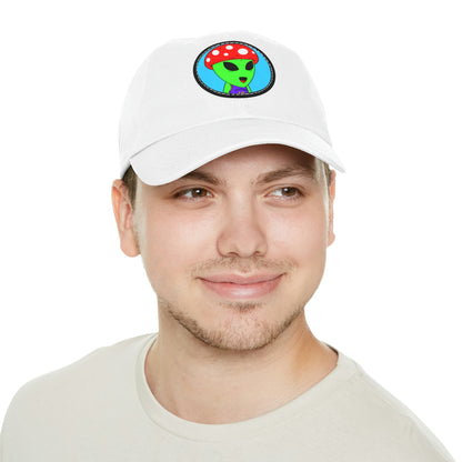 Healthy Sport Jersey Mushroom Alien Dad Hat with Leather Patch (Round)