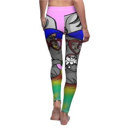 Valentine Heart Wolf Werewolve Tiedye Women's Cut & Sew Casual Leggings