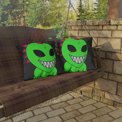 Spiked Pink Hair Muscle Alien Visitor Outdoor Pillows