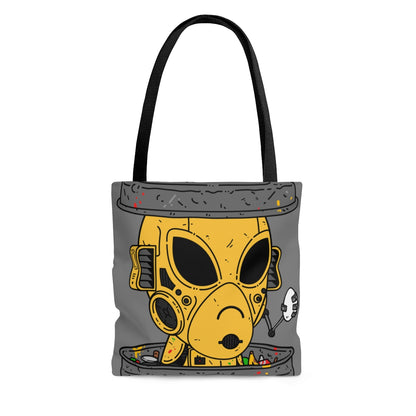 Trashcan Art Egg Armored Yellow Future Alien Cyborg Machine Visitor AOP Tote Bag