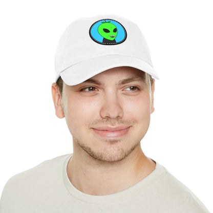 Green Apple Chipped tooth Visitor Smiling Dad Hat with Leather Patch (Round)