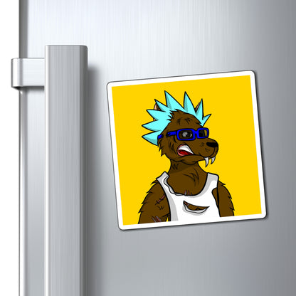 Spiky Blue Hair Cartoon Werewolve Wolf Magnets