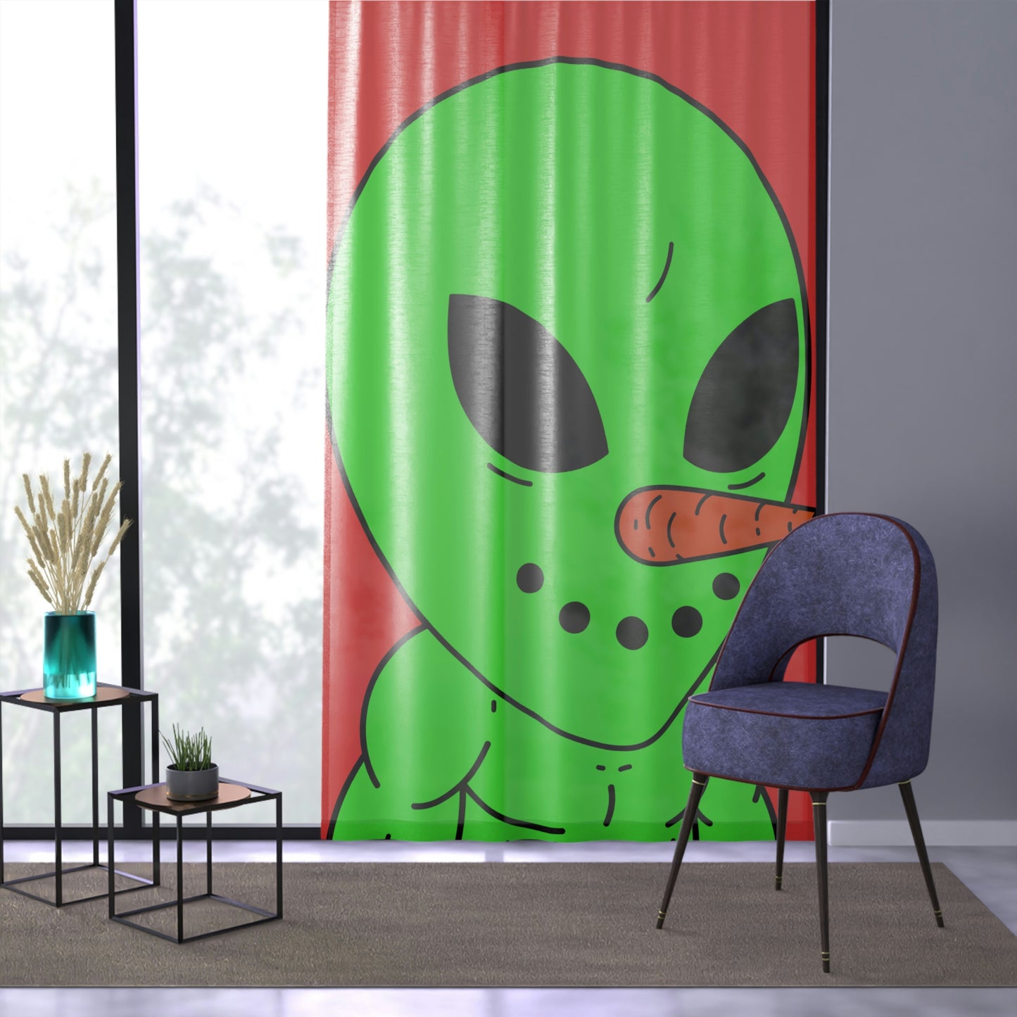 Veggie Visi Alien Vegetable Visitor Window Curtain