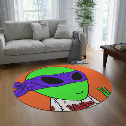 Purple Ninja Peace Visitor Jersey Alien Round Rug - Visitor751