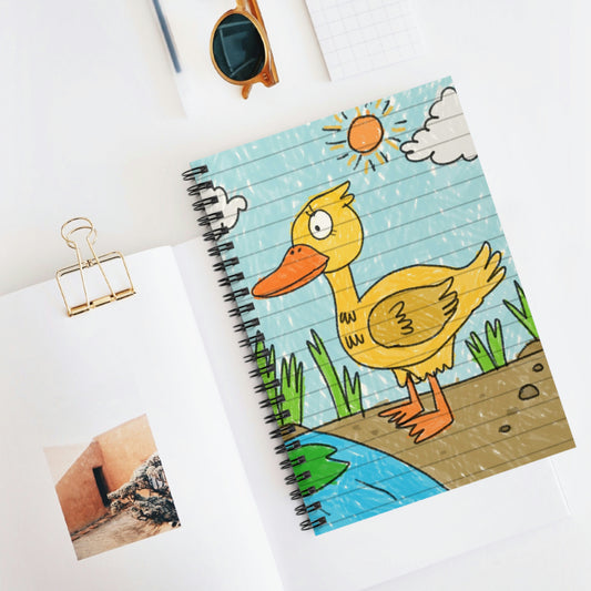 Yellow Duck Bird Pond Spiral Notebook - Ruled Line