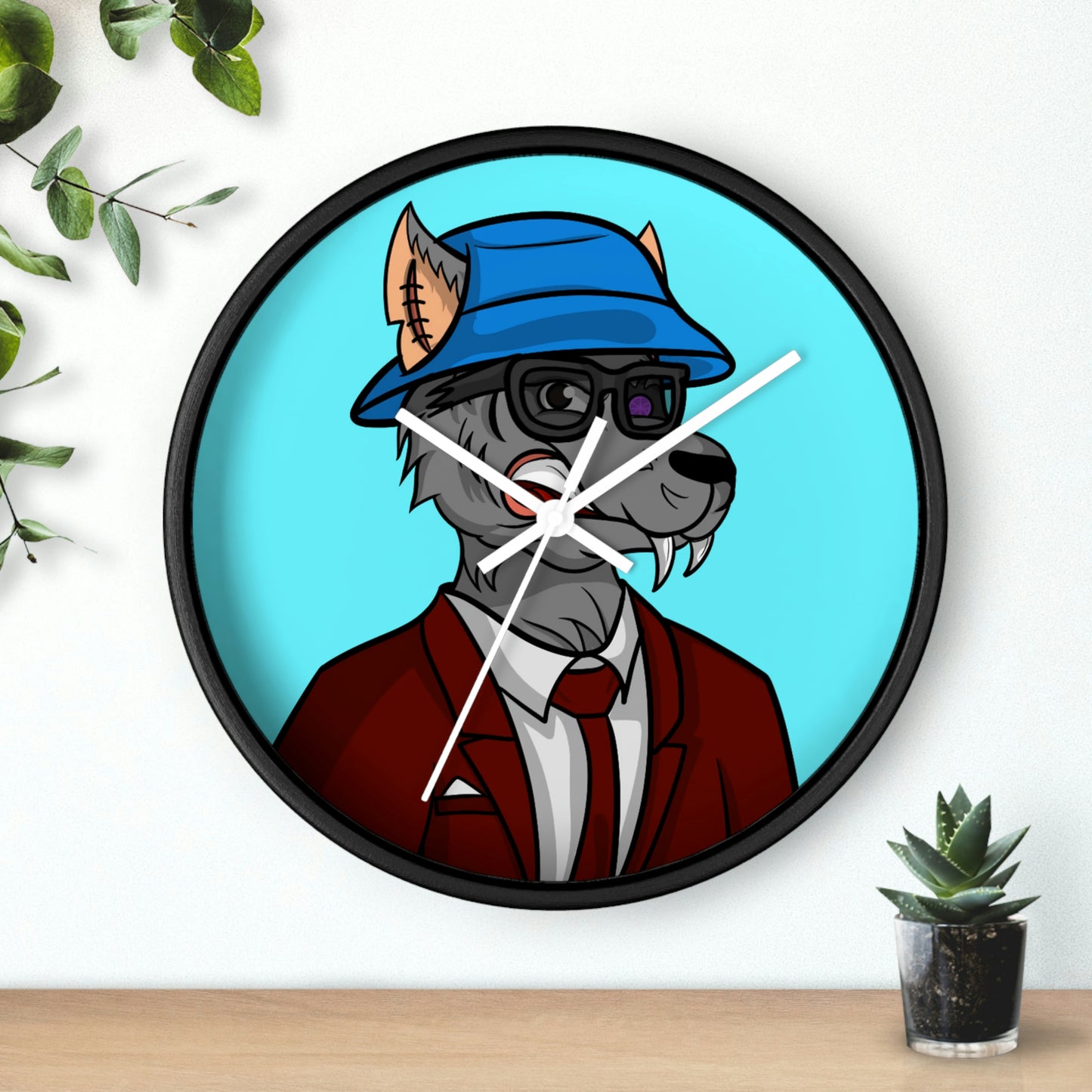 Maroon Business Suit Werewolf Wall clock