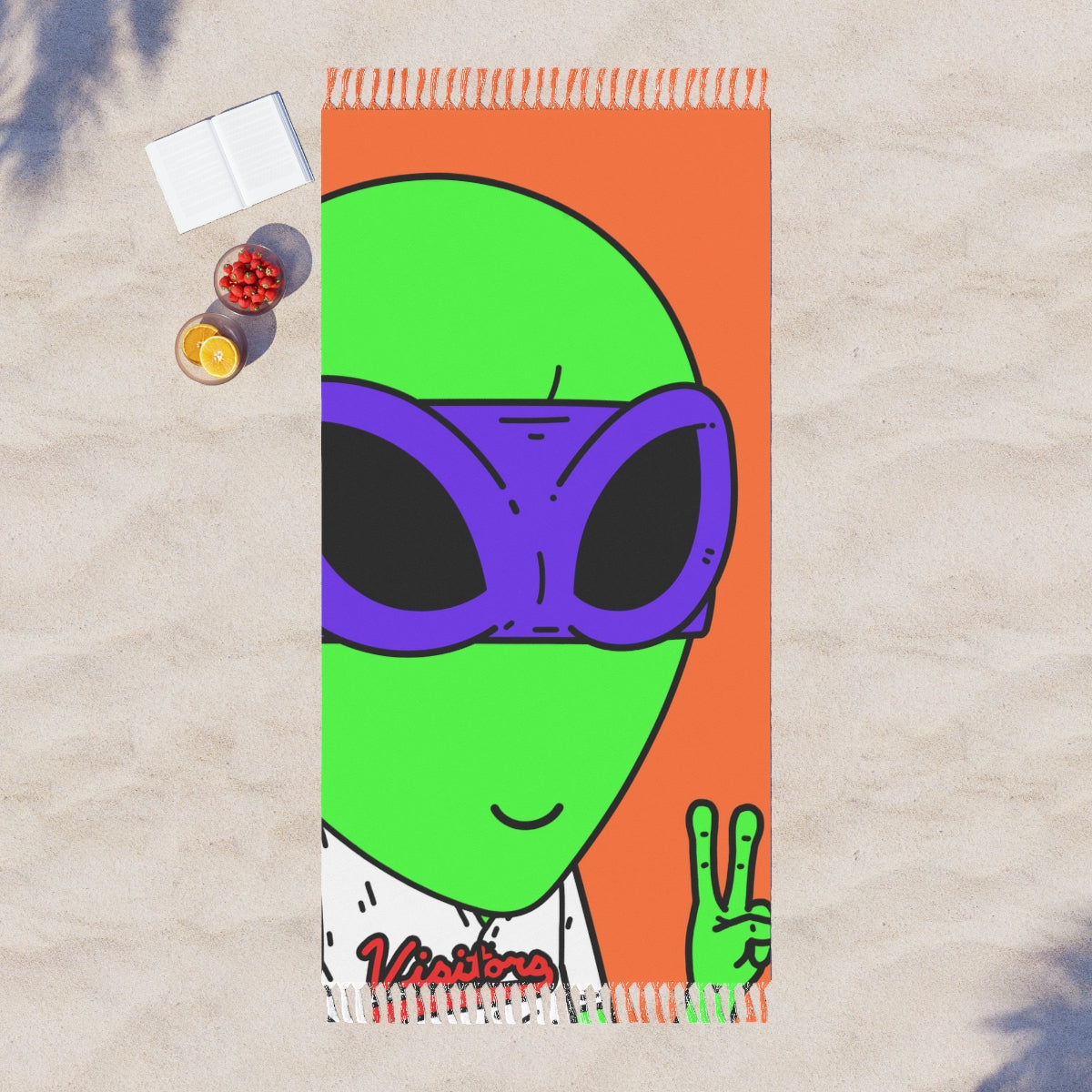 Paño De Playa Púrpura Ninja Peace Visitor Jersey Alien Boho