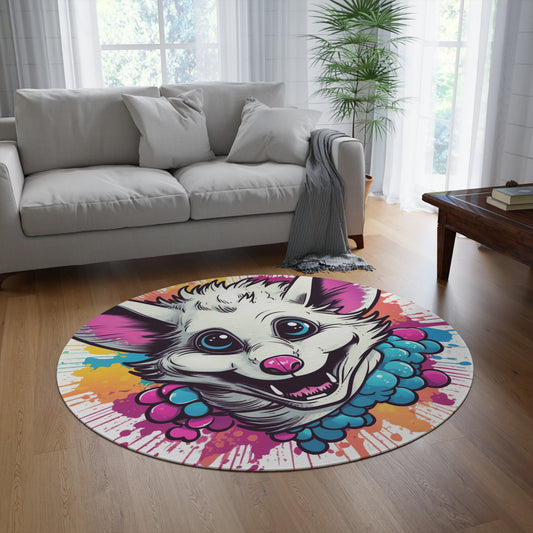 Opossum Animal Creature Anime Character Animation Round Rug