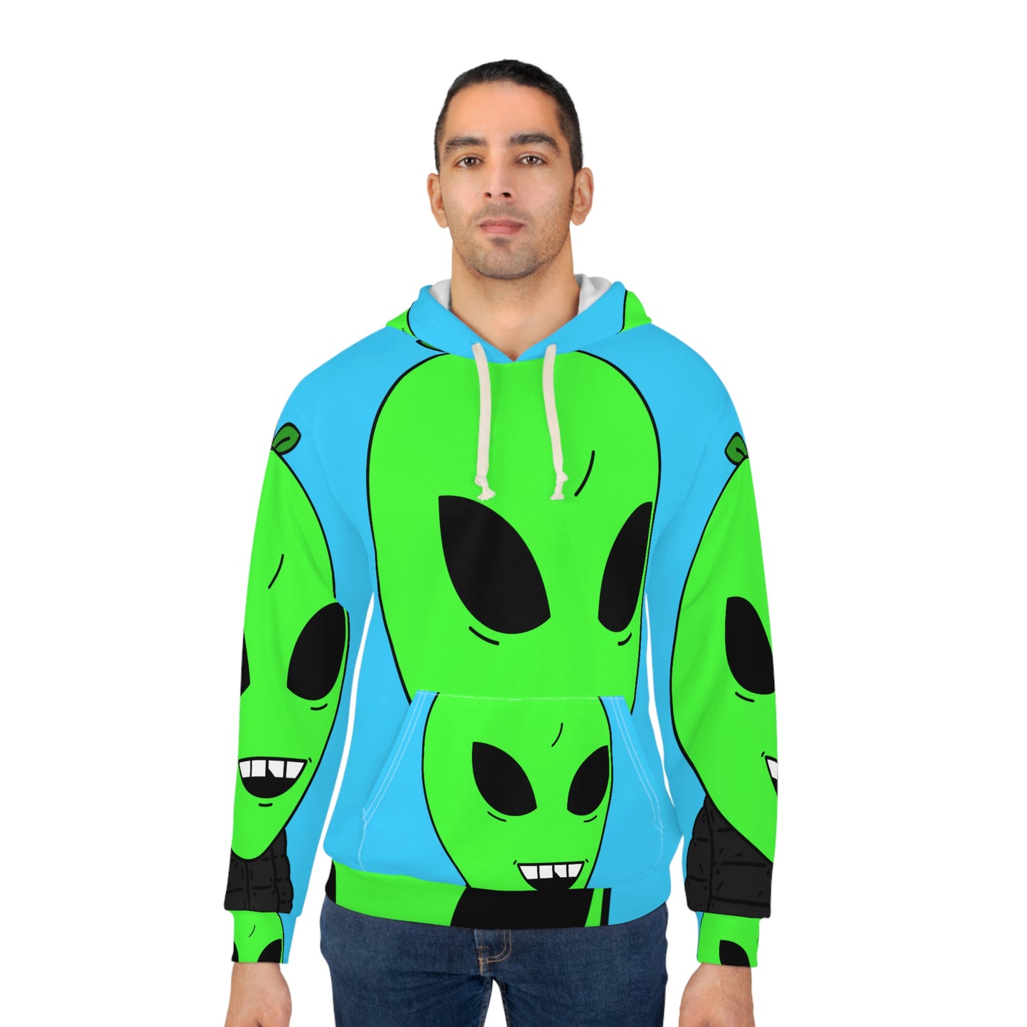 Apple Head Fruta Saludable Alien AOP Sudadera con capucha unisex 