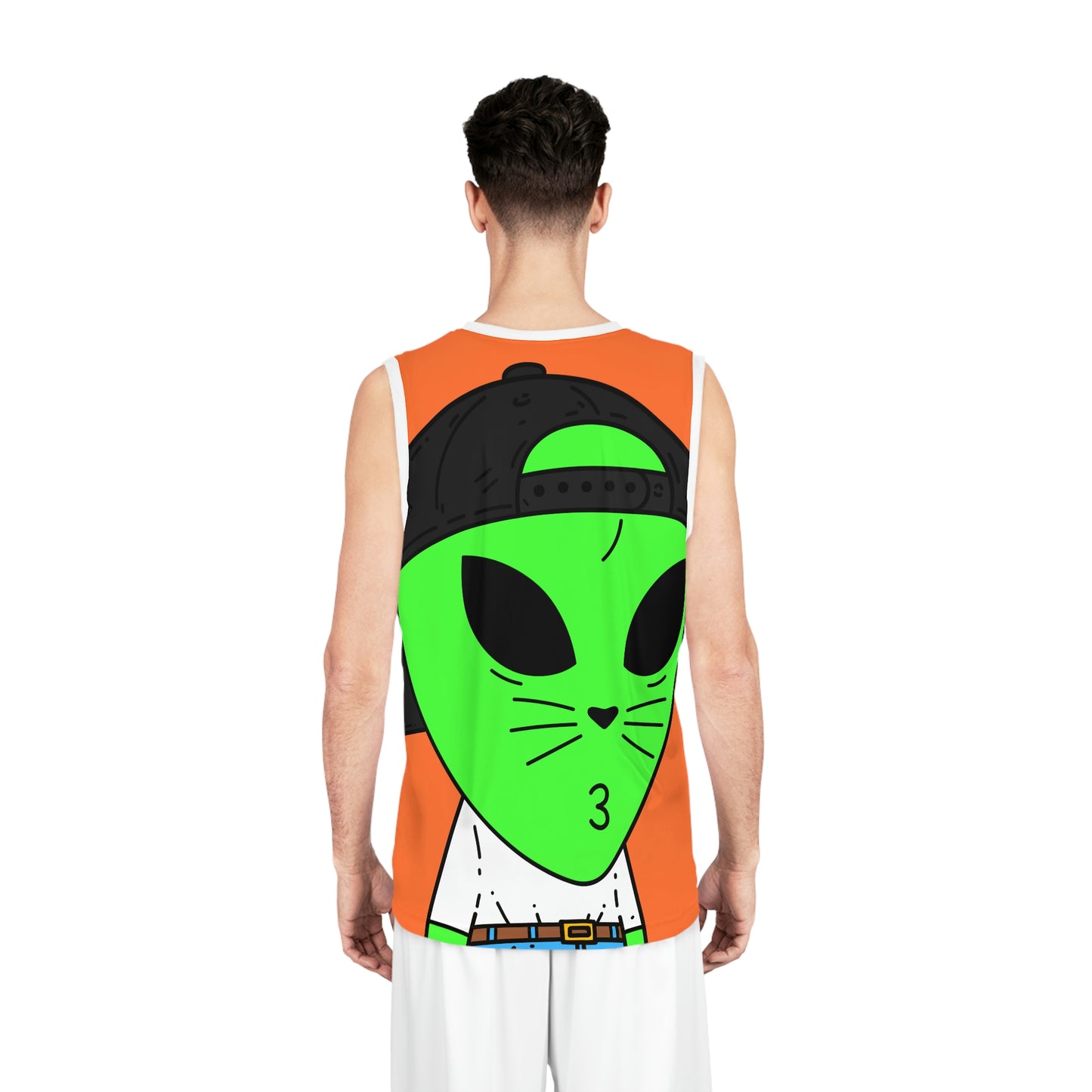 Cat Whiskers Visitor Green Alien Basketball Jersey (AOP)