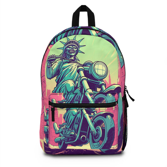 Statue of Liberty Motorcycle Bike Rider USA Style Backpack