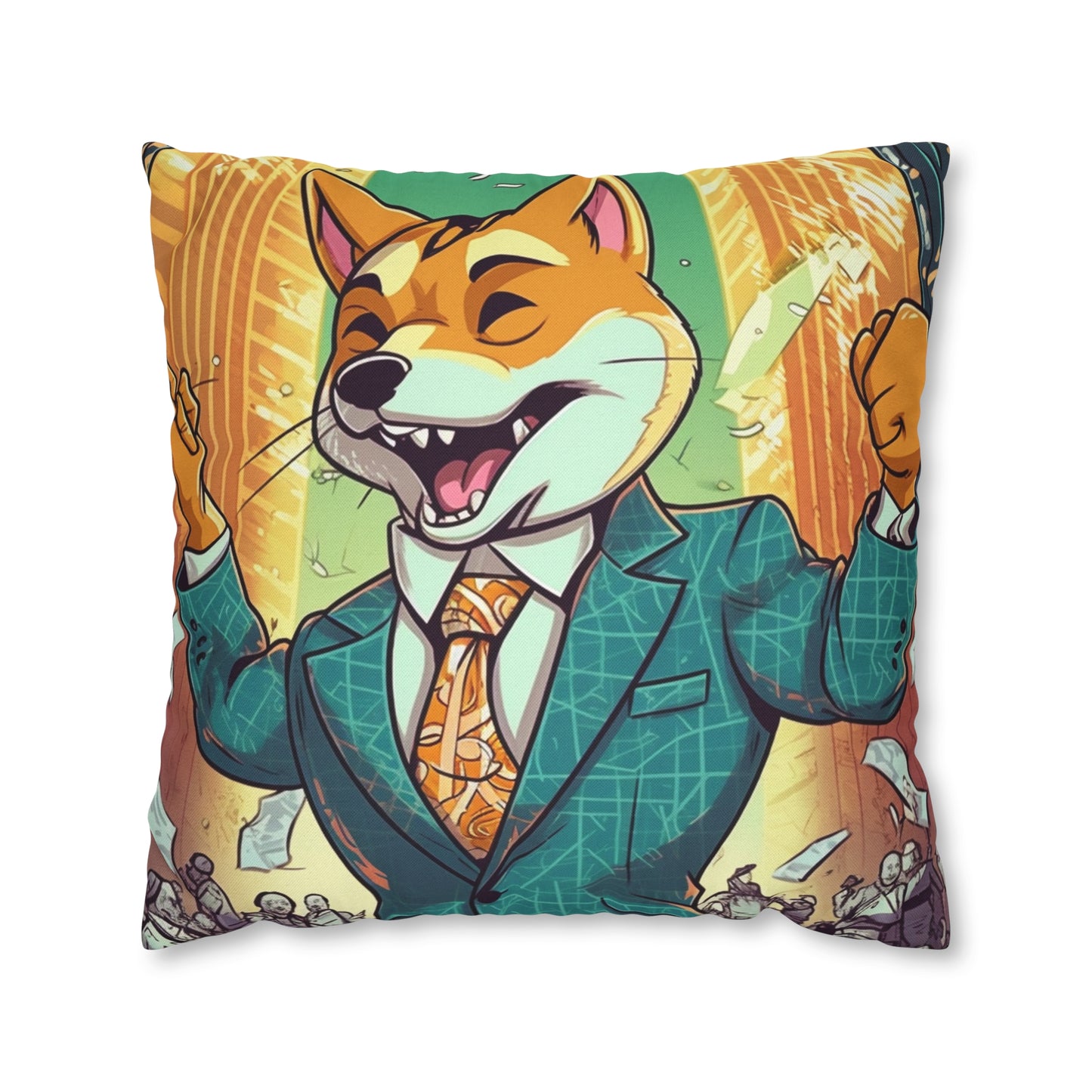 Synthwave Shiba Inu NYSE Collector's Gear: Spun Polyester Square Pillow Case