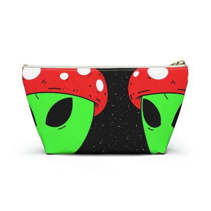 Mushroom Head Green Alien Visitor w/ Red Lips Accessory Pouch w T-bottom