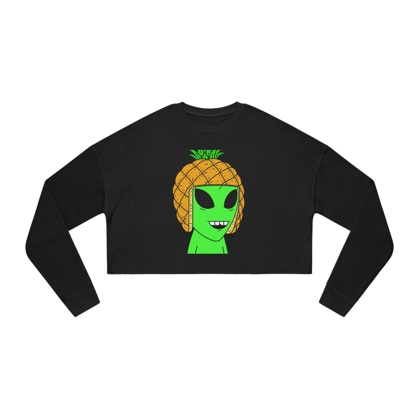 Pineapple Head Visitor Green Alien Chipped Tooth Women's Cropped Sweatshirt