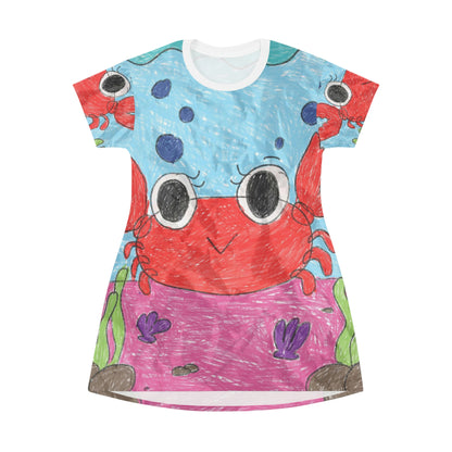 Lobster Crab Graphic Sea Lovers All Over Print T-Shirt Dress