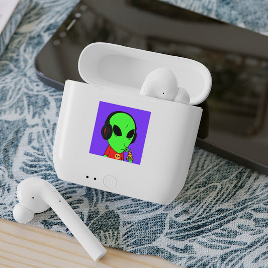 The Visitors Pizza Alien with Headphones Essos Wireless Earbuds