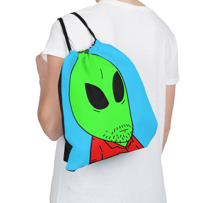 Green Apple Head Alien Unshaven Red Collar Shirt Visitor Outdoor Drawstring Bag