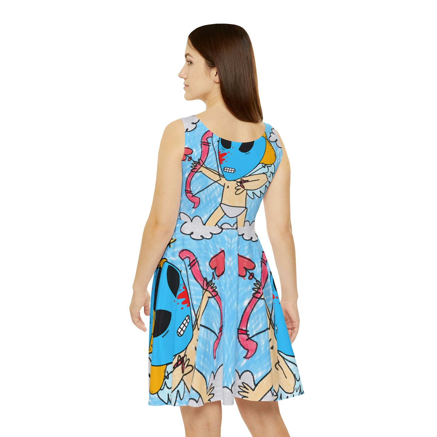 Valentine Arrow Heart Love Visitor Blue Blood Alien Women's Skater Dress