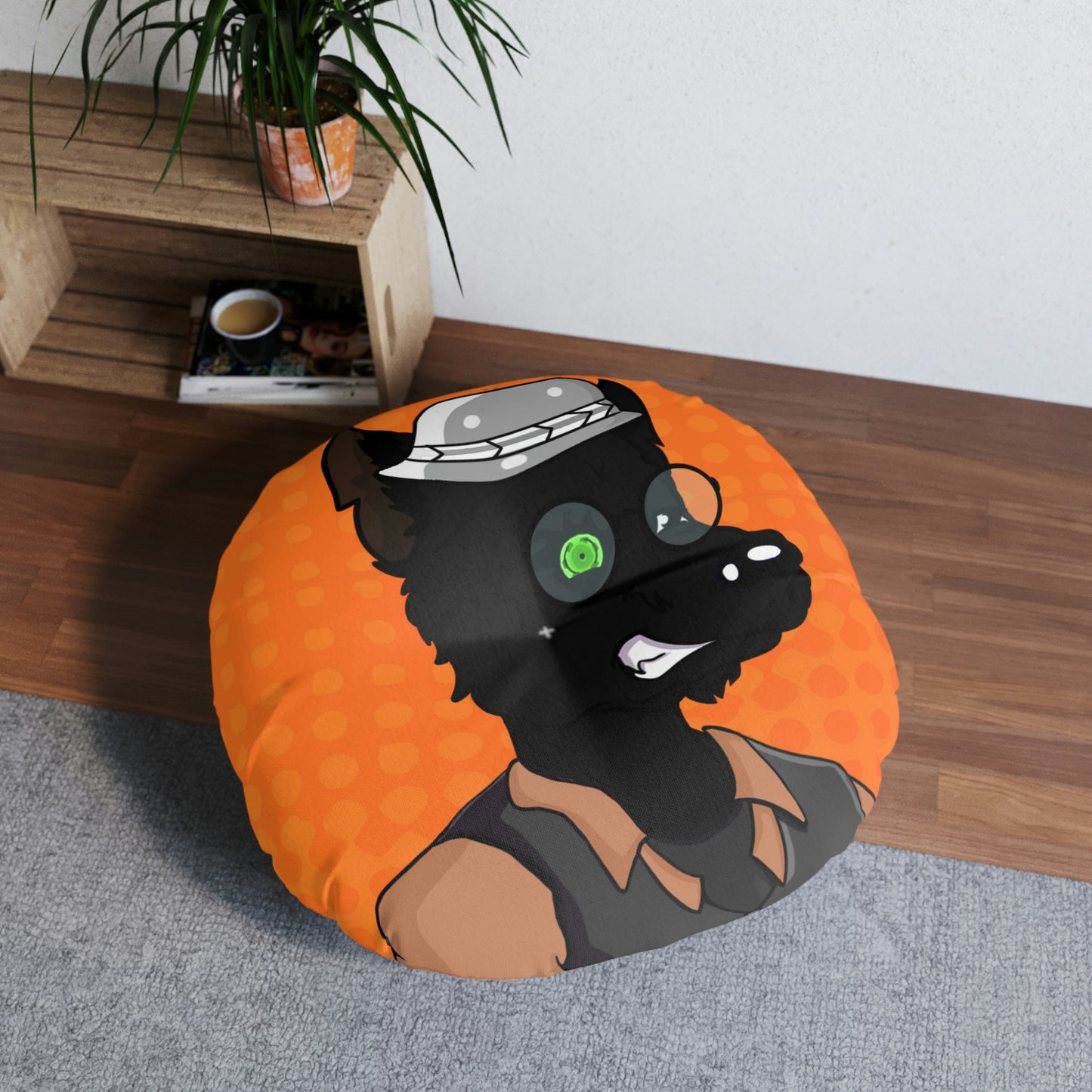 First Edition Werewolve Wolf Tufted Floor Pillow, Round