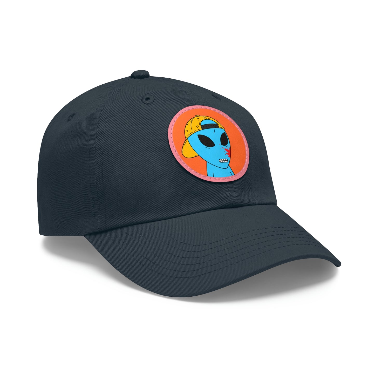 Blue Blood Alien Visitor Dad Hat with Leather Patch (Round)