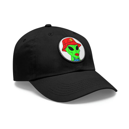 Old Alien Farmer Visitor Dad Hat with Leather Patch (Round)