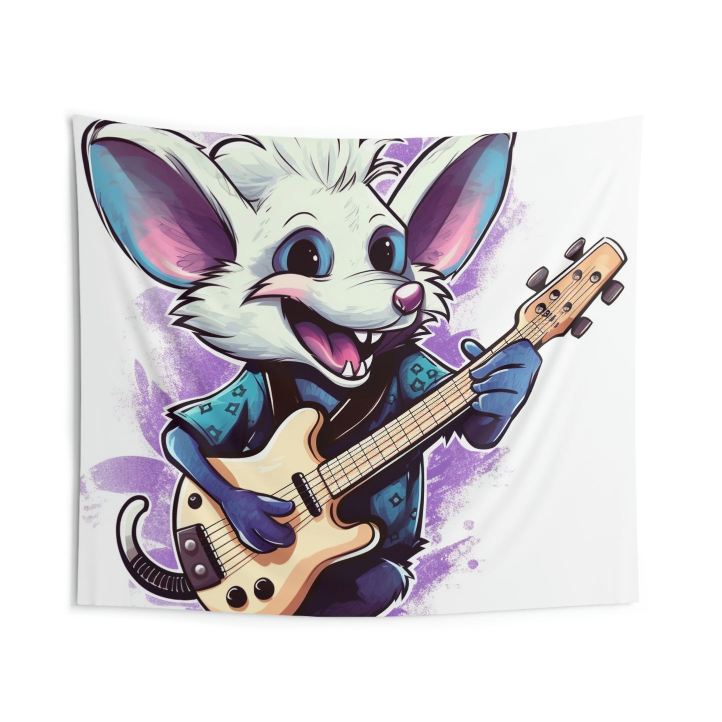 Musical Musician Opossum Anime Guitarist Indoor Wall Tapestries